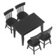 thumbnail image 4 of Juego de mesa y sillas para casa de muñecas, muebles en miniatura de madera negra, accesorios para escena de comedor, 1:12, 4 of 5
