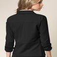thumbnail image 4 of Fabriqué par Johnny Blazer à Manches 3/4 pour Femmes Cardigan Ouvert sur le devant Veste de Travail Blazer de Bureau Noir, 4 of 6