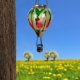 thumbnail image 6 of Solar Hot Air Balloon Lantern with Flickering Flame Decor, Colorful Glass Metal Hummingbird Balloons Outdoor Waterproof Hanging Solar LED Lights for Patio Yard Garden Pathway Porch Holiday Ch, 6 of 9