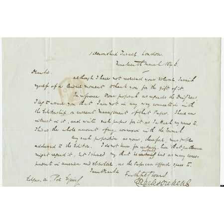 - LAMINATED POSTER 24X36 Letter signed by Charles Dickens stolen by Landau