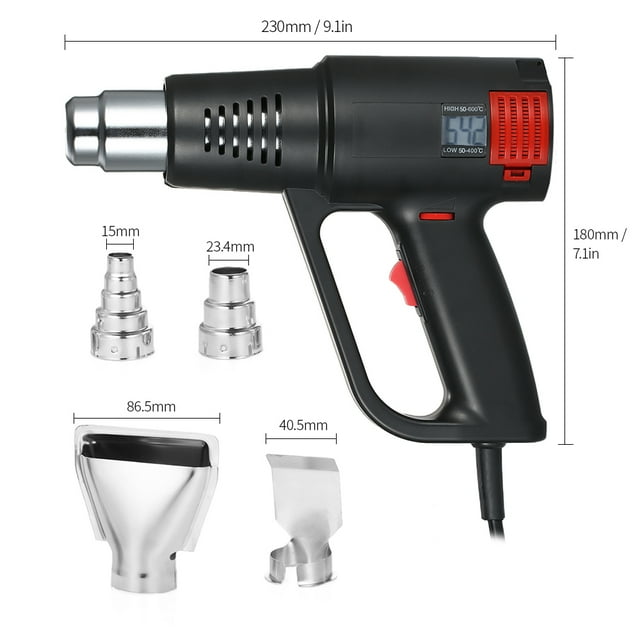 Heat Geevorks 2000W Industrial Fast Heating Hot Air Gun LCD Digital Temperature-controlled Handheld Heat Blower Electric Adjustable Temperature Heat Gun Tool