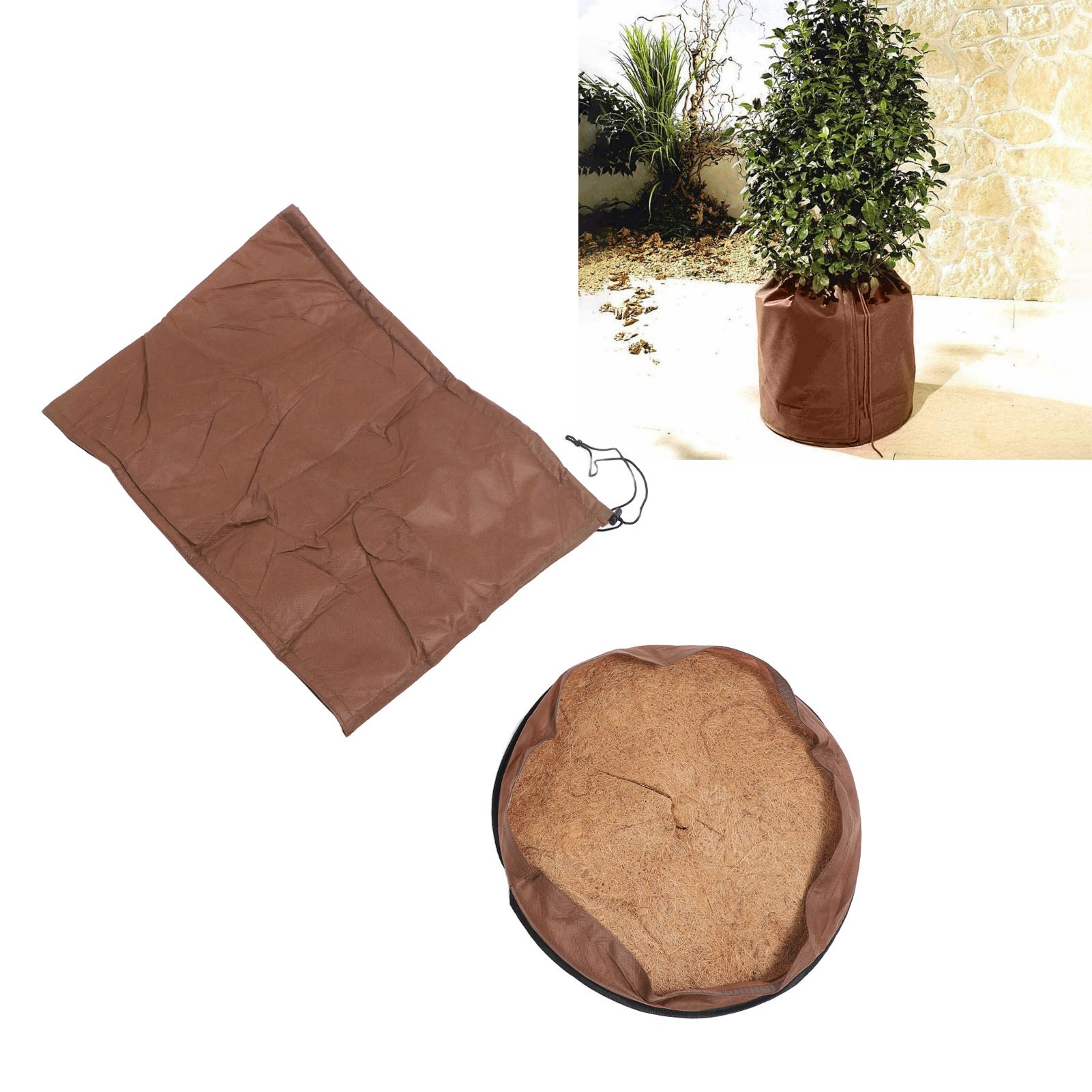 Lot De 2 Housses Hiver Plantes En Pot 45x55 Cm - Tissu Oxford, Cordon De Serrage, Protection Gel