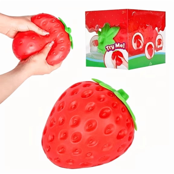 ALK Slow Rising Soft Squeeze Strawberry Stress Relief Ball, Red (1 Pcs)