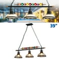 thumbnail image 3 of iMeshbean 39" Hanging Pool Table Light Fixture Billiard Pendant Lamp w/ 3 Glass Shades, for 7' - 8' -9" Table, Black Metal Ball Design, 3 of 10