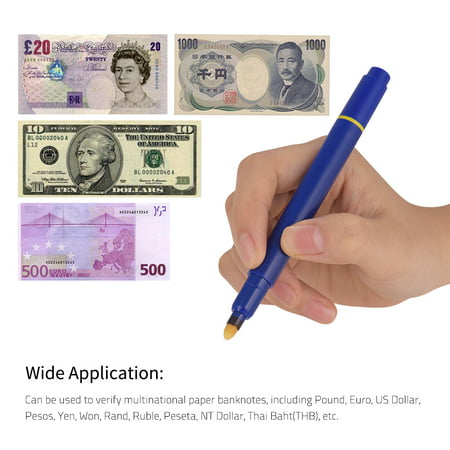 Portable Mini Banknote Tester Pen Counterfeit Money Detector Pen Money Marker Currency Cash Checker Fake Dollar Marker with Ball Point Pen for Dollar Euro Pound Yen Korean