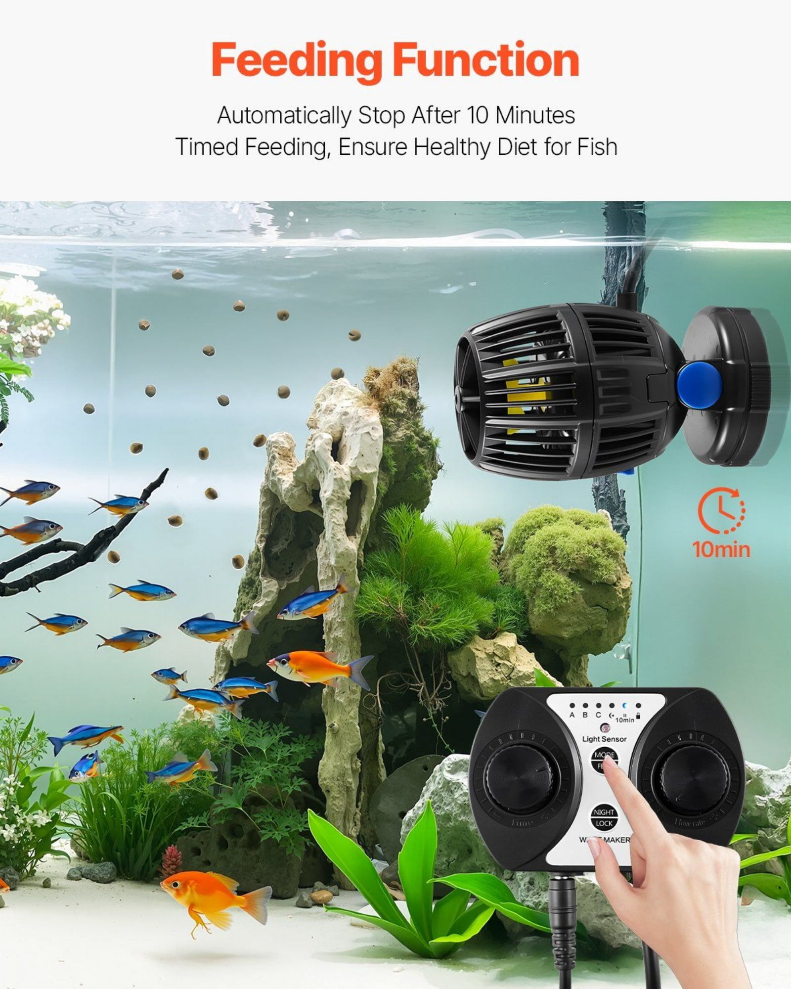 20W DC 24V Aquarium Wave Maker with Magnetic Base – Adjustable Flow Pump for Fish Tank