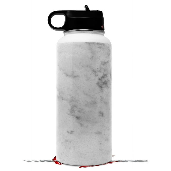 Skin Wrap Decal compatible with Hydro Flask Wide Mouth Bottle 32oz Marble Granite 07 White Gray (BOTTLE NOT INCLUDED)