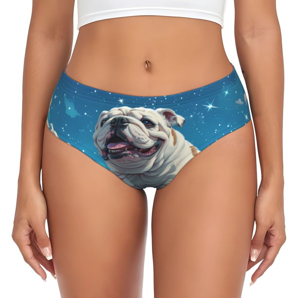 Fotbe Starry Sky Cloud Bulldog Calzones Estampados para Mujer – Ropa Interior de Algodón, Cómoda, Suave y Elástica-Large
