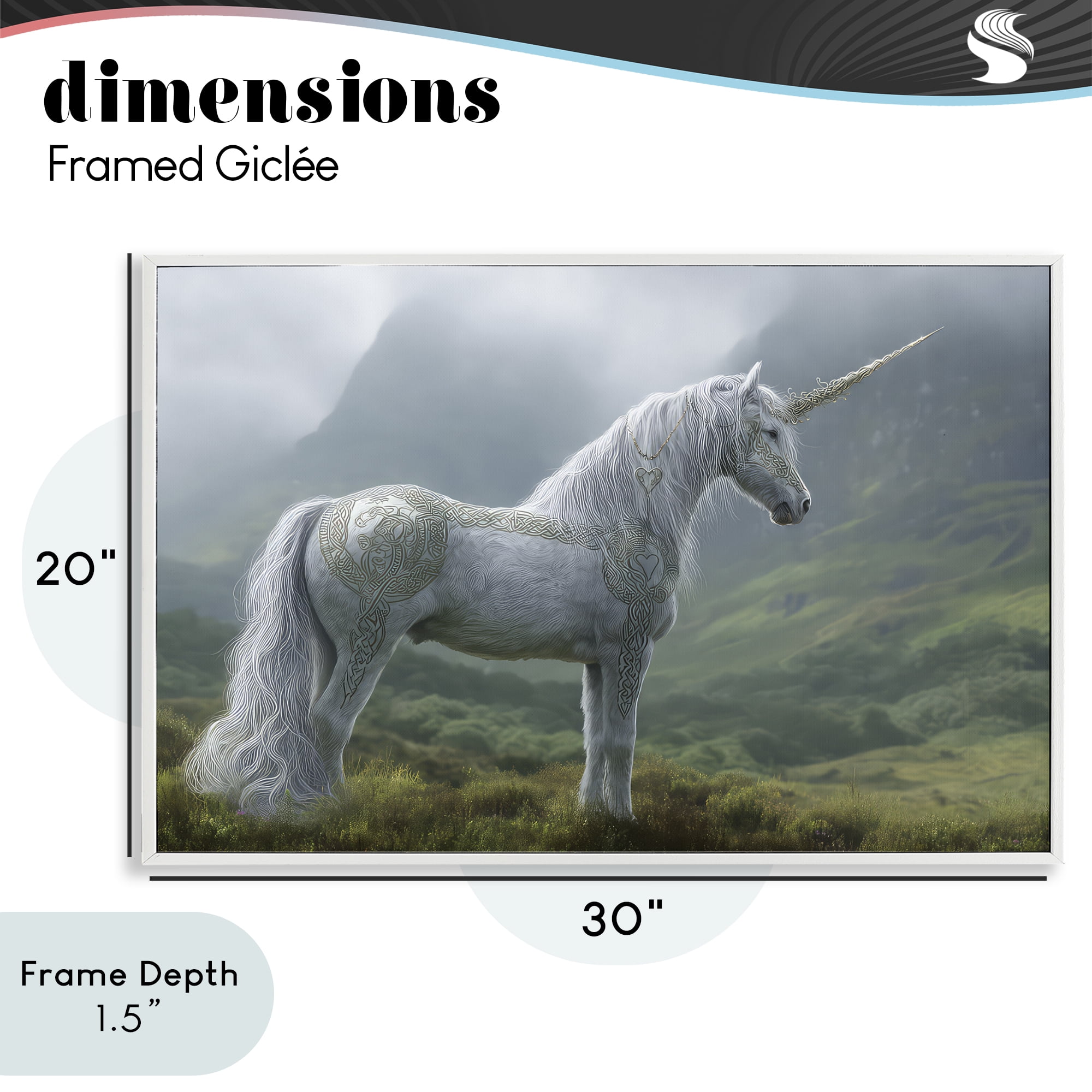 Stupell Industries Elegant Celtic Unicorn White Framed Giclee Art, design by The Wands Want