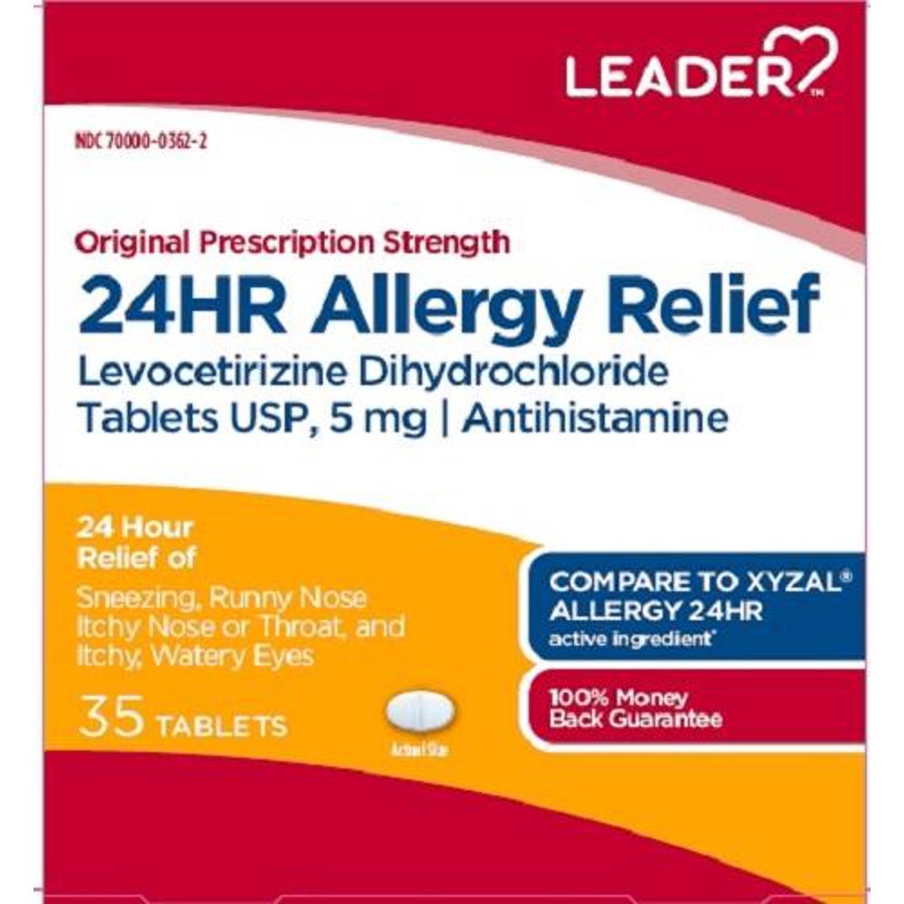 Leader 24hr Allergy Relief Tablets, 35ct 096295134124A701