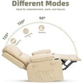 thumbnail image 6 of IDEALHOUSE Sofa Bed 360° Swivel Rocking Recliner Chair Oversized Manual Recline PU Leather Massage Lounge Sofa Bed with Heat Pull Handle for Living Room Bedroom Beige, 6 of 8