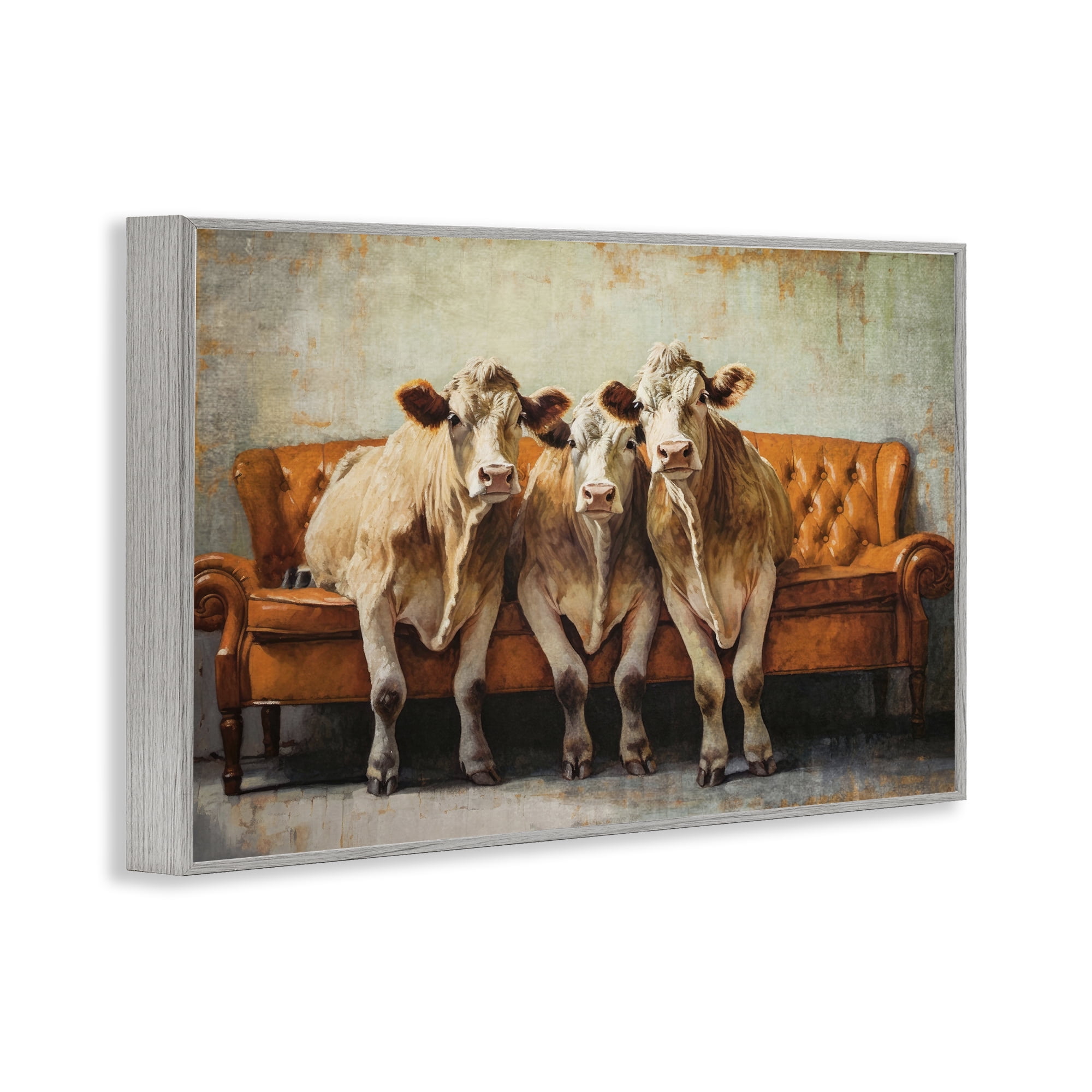Stupell Industries Cows Just Chillin' Gray Framed Giclee Art, design by Tina LeCour