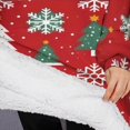 thumbnail image 3 of Oversized Wearable Blanket Hoodie,Red Christmas Tree and Snowflake Pattern Sherpa Blanket Hoodie with Super Pockets,Super Warm Fuzzy Pullover for Women & Men, 3 of 6