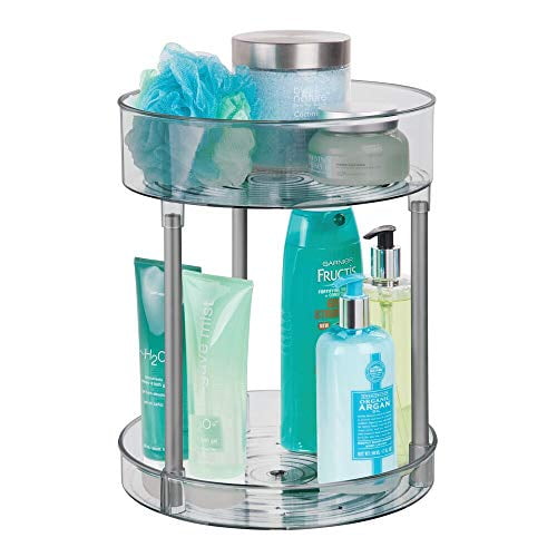 mDesign Spinning Metal and Plastic Makeup Organizer Rotating Lazy Susan