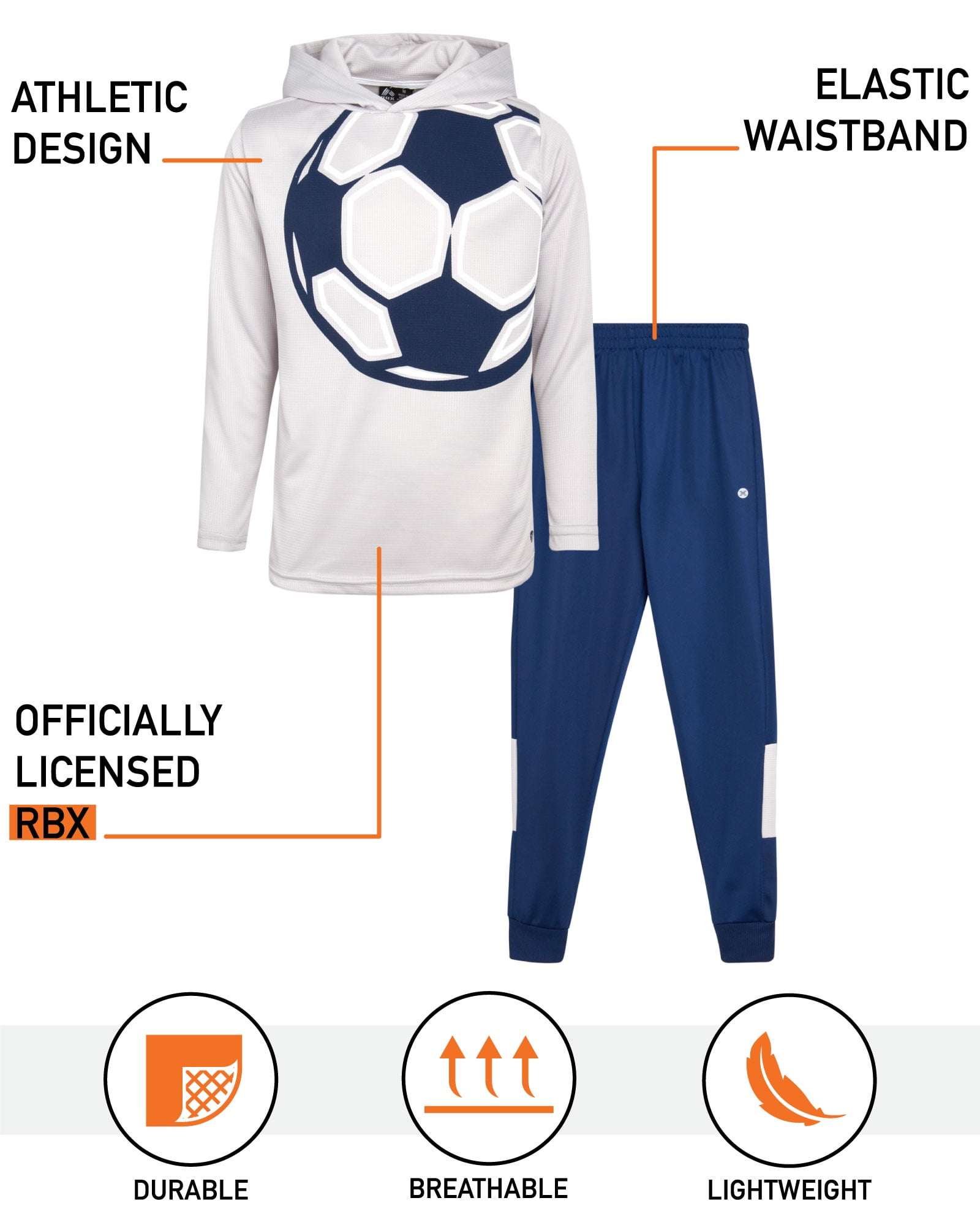 RBX Active Boys Sweatpants Set - 2 Piece Athletic Hoodie Sweatshirt and Jogger Sweatpants (8-12)