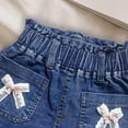 thumbnail image 4 of NAISIBABY Girls Denim Shorts (1-8T), Elastic Waist with Pockets Cute Bow Summer Casual Fashion Shorts Blue 6T, 4 of 5