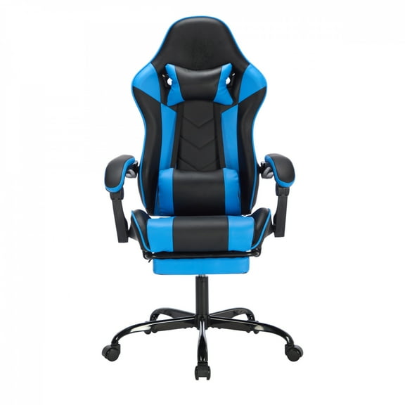 Ergonomic Gaming Chair with Footrest - Headrest & Lumbar Support, Breathable Material Height Adjustable Video Game Chair for Adults,Black Blue