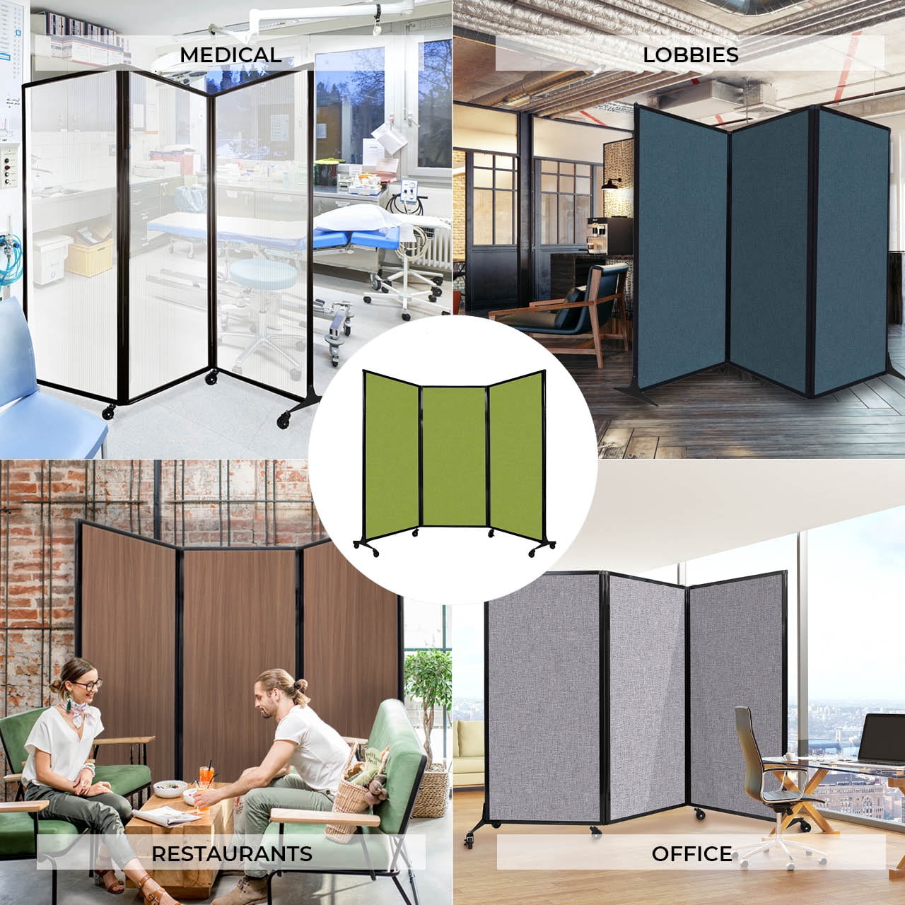 QuickWall Folding Portable Partition - 8'4" x 5'10" - SoundSorb