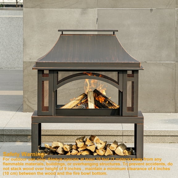 MistMo Outdoor Wood Burning Fire Pit, Garden Fireplace for Bonfire