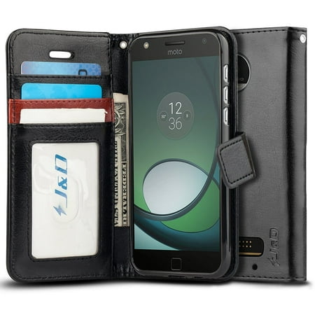 Moto Z Play Droid Case, J&D [Wallet Stand] [Slim Fit] Heavy Duty Protective Shock Resistant Flip Cover Wallet Case for Motorola Moto Z Play Droid –