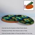 thumbnail image 4 of Peacock Feathers 6PCS Round Microfiber Leather Coasters Set, 11x11 cm/4.3x4.3 in, Drink Mats for Table and Absorption, Stylish Beverage Coasters for Home and Office Décor, 4 of 6