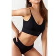 thumbnail image 1 of Conjunto de bragas y sujetador conjunto de ropa interior con sujetador elástico negro de estilo básico con cuello en V inalámbrico para el hogar ANGGREK Otros, 1 of 7