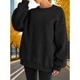 thumbnail image 3 of Women Oversized Sweatshirts Hoodie Fleece Crew Neck Long Sleeve Sweaters Comfy Fall Fashion Outfits Black M, 3 of 7