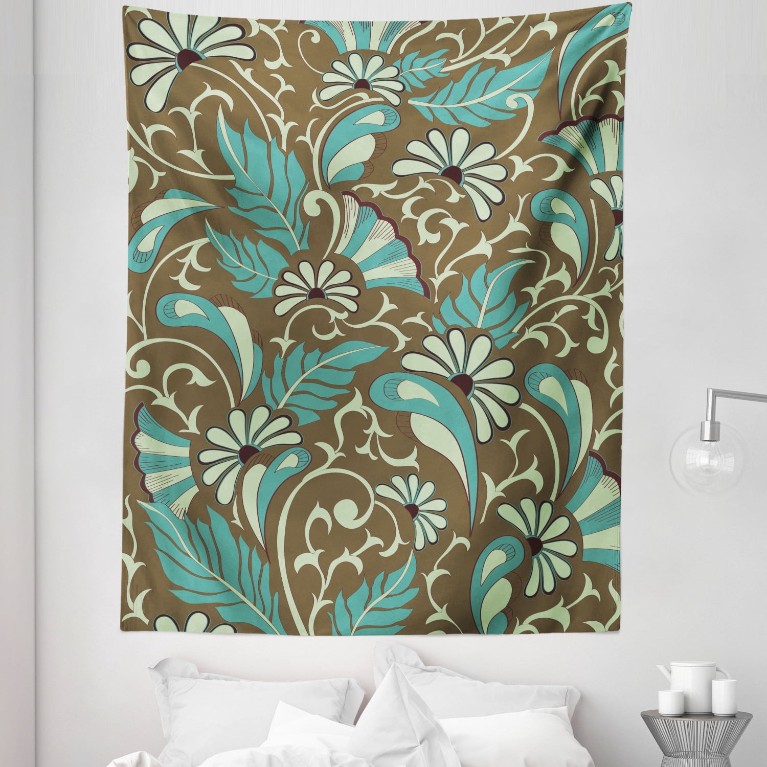Oriental Tapestry, Ornamental Nostalgic Floral Design Swirling Leaves and  Blossoms, Fabric Wall Hanging Decor for Bedroom Living Room Dorm, 5 Sizes,  Pale Green Umber, by Ambesonne - Walmart.com