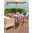 thumbnail image 4 of Outdoor Tablecloth with Umbrella Hole and Zipper, Christmas Red Rectangle Table Cloth 52x70 Inch Waterproof Tablecloth, Snowflakes Green Leaves Farmhouse Stripes Picnic Table Cover for Patio Camping, 4 of 7