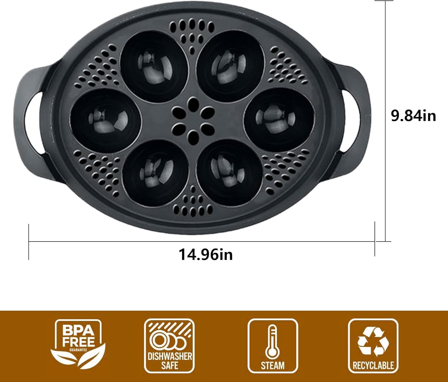 Nonstick Microwave Egg Poacher Insert: 6 in 1 Poached Egg Cooker Egg Boiler, Egg Steamer Poached Egg Cups For Thermomix TM6/TM5/TM31 and Air Fryer Oven (6 cup)