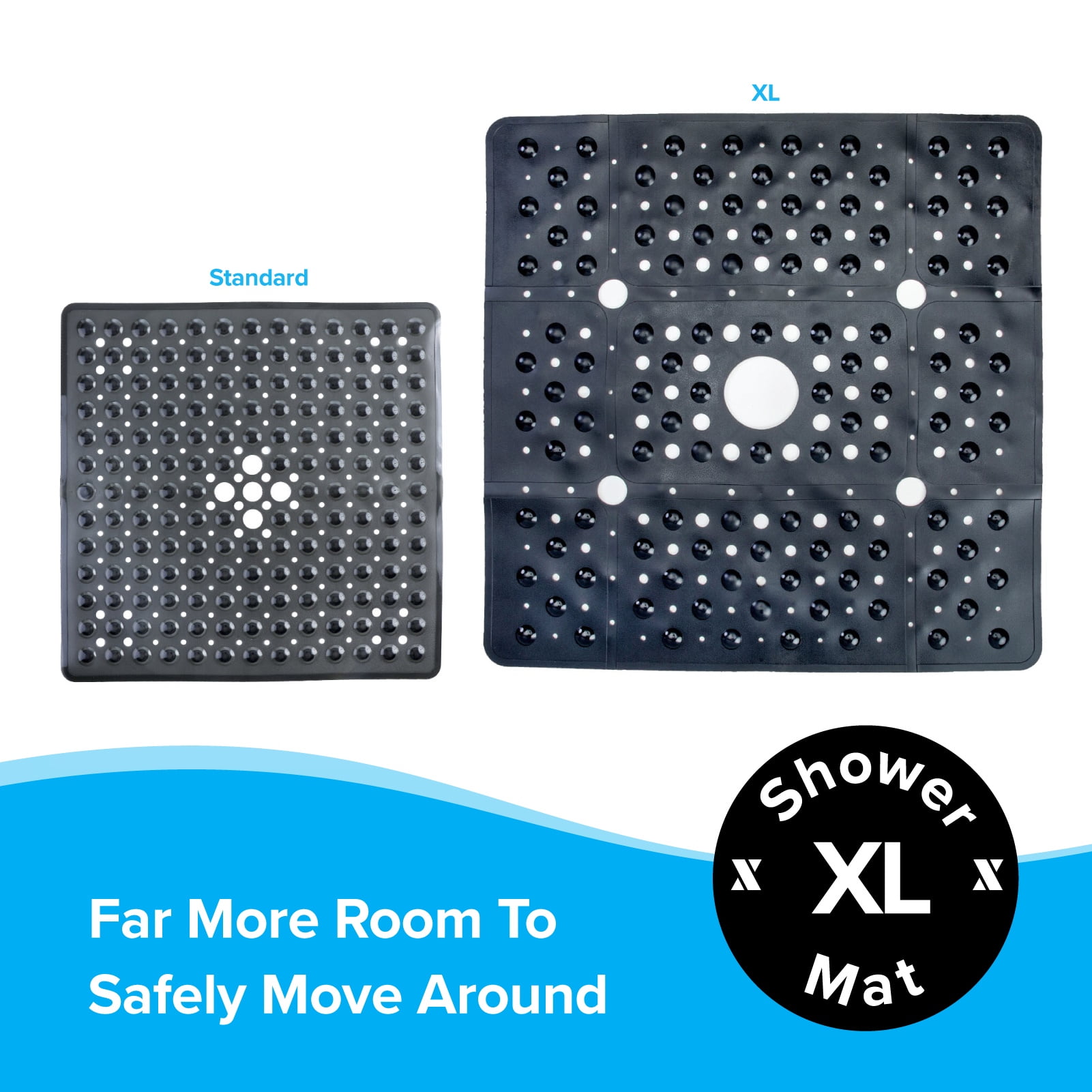 SlipX Solutions Durable Large Rubber Safety Mat 27 x 15, Feel Safe and  Surefooted in Your Bath or Shower, Extra Grippy Surface Texture and Over  200 Power Grip Suction Cups, Machine Washable