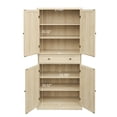 thumbnail image 6 of Heavy-Duty 4-Door Storage Cabinet with Drawer, 4 Adjustable Shelves, 210lb Capacity, Weatherproof Engineered Rattan Design for Home, Office, or Outdoor Use, 6 of 9