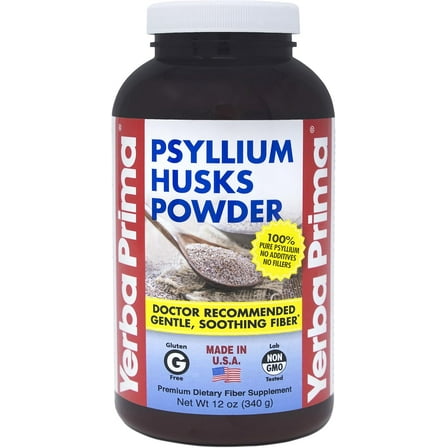 Yerba Prima Psyllium Husks Powder - 12 oz - Natural Fiber Supplement - YP