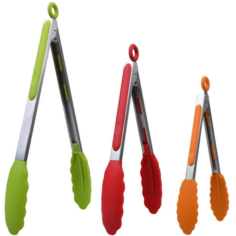Kitchen Tongs, Premium Stainless Steel Locking Cooking Tongs with