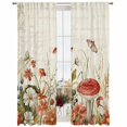 thumbnail image 2 of Sheer Curtains 84 Inches Long, Vintage Spring Floral Light Filtering Window Curtains for Living Room/Bedroom, Summer Botanical Red Rod Pocket Voile Sheer Curtain Drapes, 52"W x 84"L, 2 Panels, 2 of 8