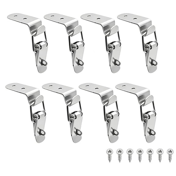 8-Pack Stainless Steel 90 Degree Spring Toggle Latches with Clasp Buckle Latch and Screws for Tool Box, Cabinet, Case, Barn