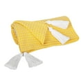 thumbnail image 3 of 50" X 60" Yellow Woven Cotton Throw Blanket with Tassels, 3 of 6