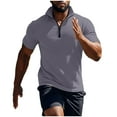 thumbnail image 4 of YLSDY Sweatshirts for Men Summer Short Sleeve Shirts Quarter Zip Loose Pullover Tops Lightweight Trendy Sweatshirts Dark Gray L, 4 of 6