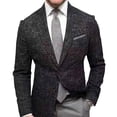 thumbnail image 5 of Joernso Men Suit Coat Lapel Long Sleeve Slim Fit Suit Jacket with Pocket Plaid Print Retro Style Business Outerwear, 5 of 8