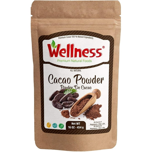 Poudre de cacao naturelle, poudre de cacao en poudre (cacao non sucré -  poudre de chocolat noir) / 1 LIVRE 454 g, 