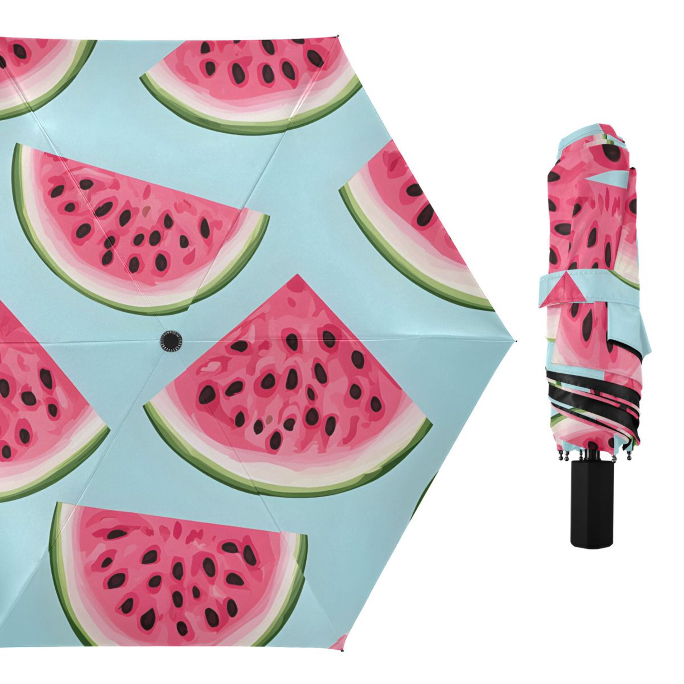 ALAZA Watermelons UPF 50+ Compact Folding Umbrella for Rain Travel Umbrella Packable