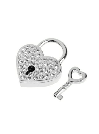 2Pcs Silver Heart Lock with Key Heart Padlock Small Vintage Antique Style  Silver Lock for Jewelry Box Diary Book Valentine Gift
