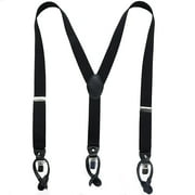 Adam Baker Mens Y-Back Button & Clip Convertible Suspenders- Black