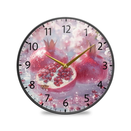 BZSMCE Wall Clock Acrylic Size:9.5*9.5in/11.9*11.9in Sparkling Pomegranate Dreams Design Pattern Clock
