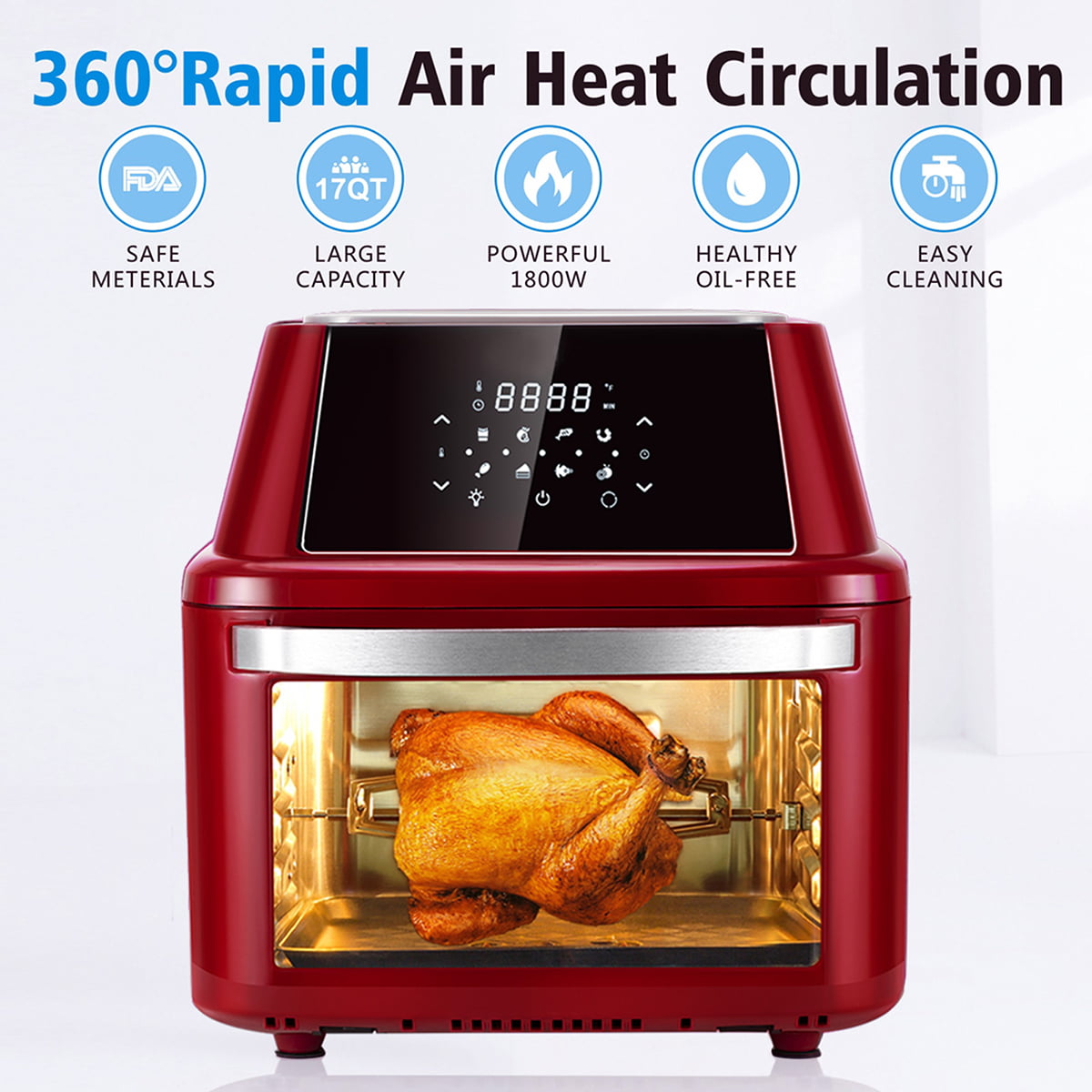 SK8029 12 Liters Air Fryer Rotisserie Oven, X-Large Family Size