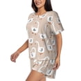 thumbnail image 2 of Fuzoiu White Goose Print Women's Short-Sleeved Pajama Set,Lounge Sleepwear Set,Womens Pajama Sets 2 Piece,Button-Up Top and Shorts with Pockets-Medium, 2 of 7