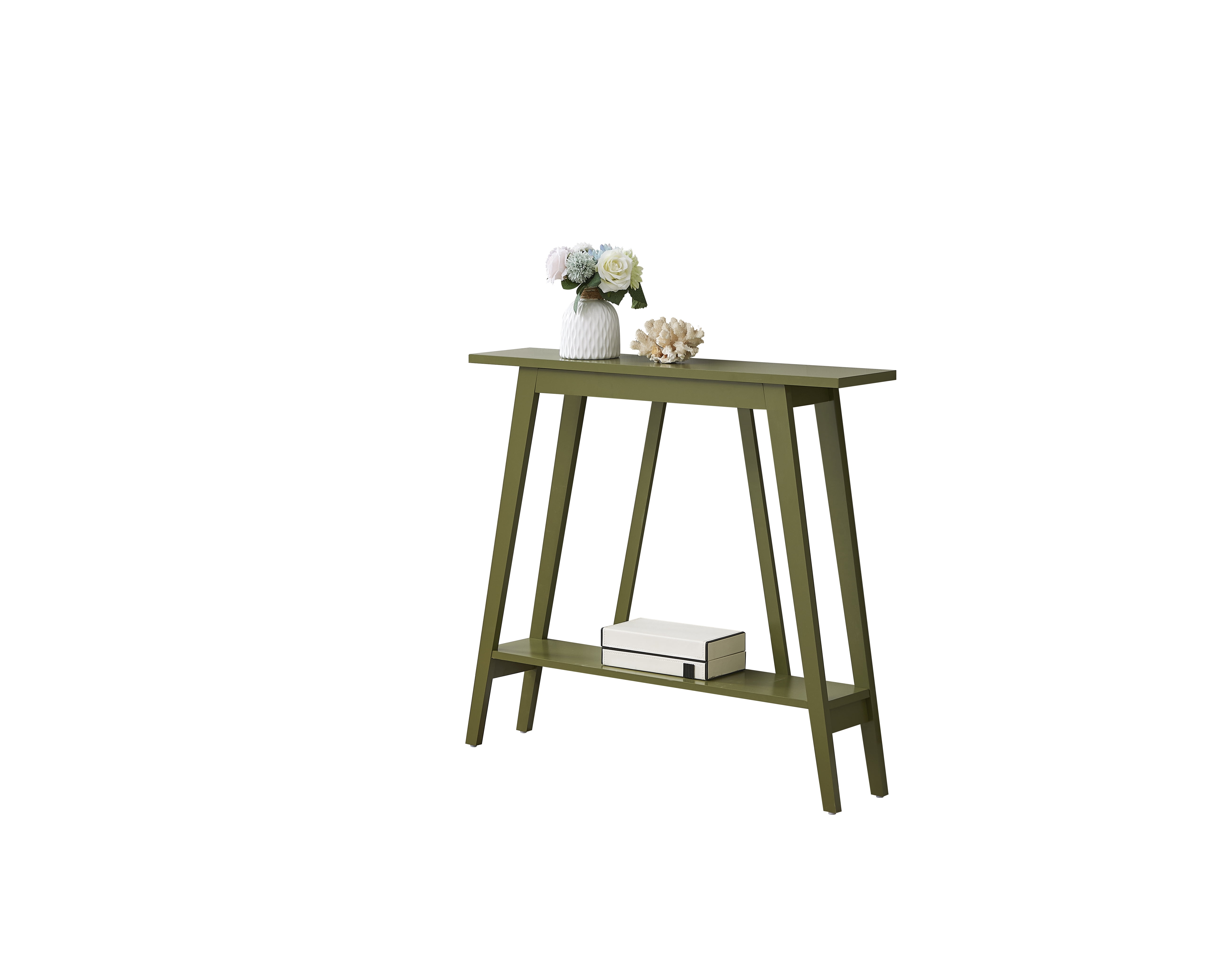 Kings Brand Furniture - Console Table, Narrow Sofa Table with Storage Shelf for Hallway, Front Hall, Entryway, Living Room (Avocado)