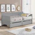 thumbnail image 3 of Daybed with Storage Drawers, LegaHome Twin Size Solid Wood Daybed Heavy Duty Storage Sofa Bed, 10 Wooden Slats Support, Twin Daybed Frame for Kids Teens Adult, Holds 250lbs, No Box Spring Needed, Gray, 3 of 15