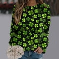 thumbnail image 4 of ASFGIMUJ Women St Pa Day T Shirts Crewneck Green Sweatshirt Raglan Sleeve Shirt Pullover Tops Loose Suitable Dressy Tops,Size L, 4 of 5
