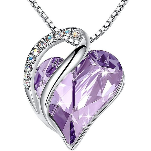 Peysaitr Infinity Love Heart Pendant Necklace Birthstone Crystal Jewelry Gifts For Women Silver Tone 18 2 Walmart Com Walmart Com